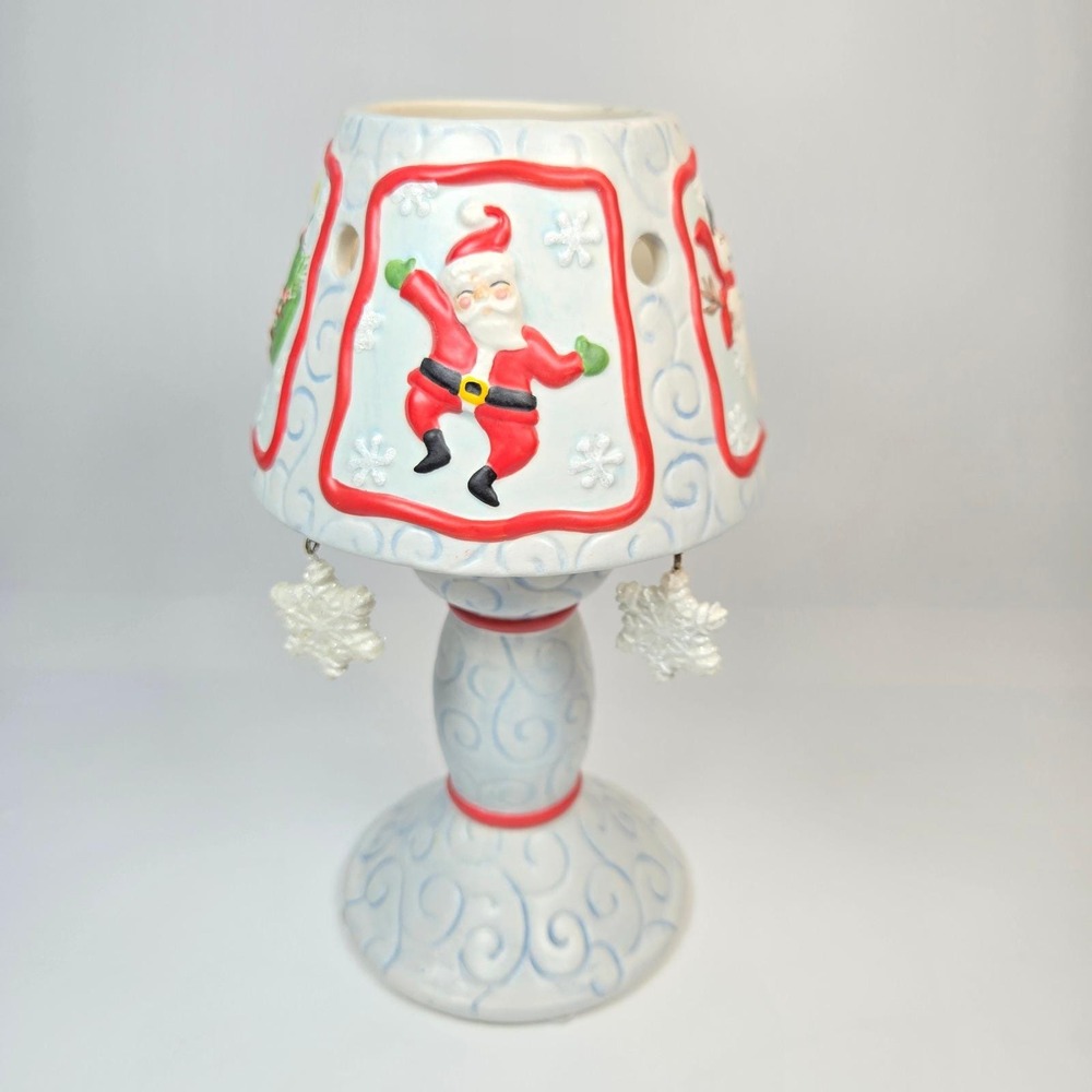 Vtg Michael Sparks Candle Votive Lamp Christmas Holiday Winter Santa Reindeer